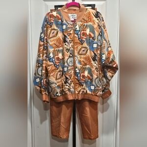 Vintage 80s 90s Casual Isle Multicolor Geometric Silk Windbreaker Tracksuit